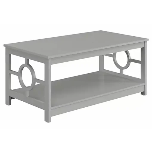 Light Gray Circle Cut-Out Sides Coffee Table