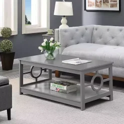 Light Gray Circle Cut-Out Sides Coffee Table