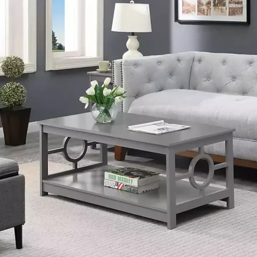 Light Gray Circle Cut-Out Sides Coffee Table