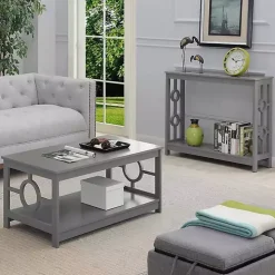 Light Gray Circle Cut-Out Sides Coffee Table