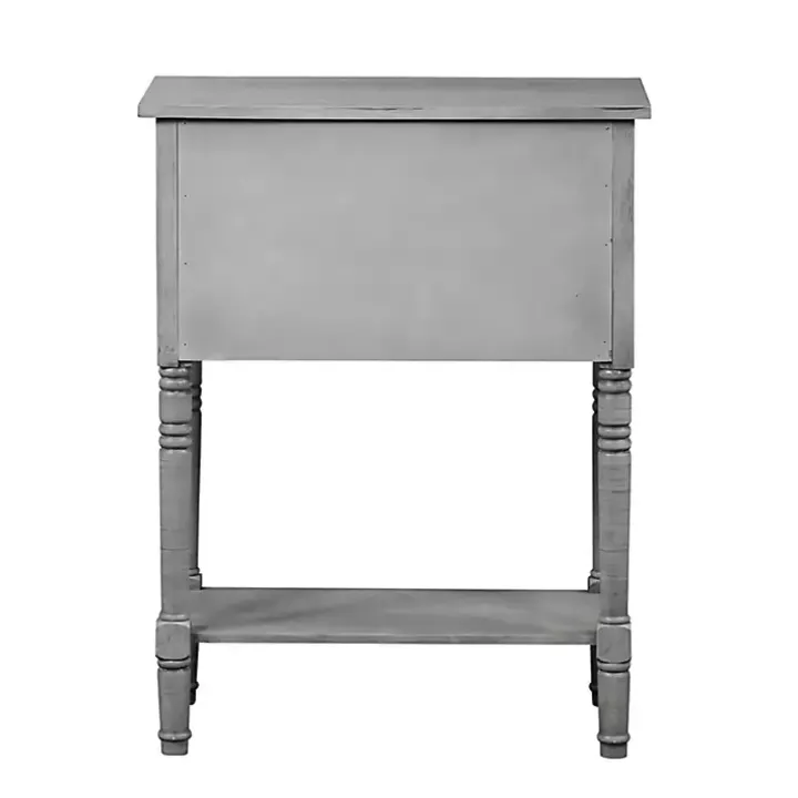 Light Gray 3-Drawer Turned Legs Accent Table