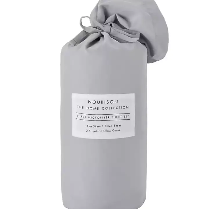 Light Gray Microfiber 4-pc. King Sheet Set