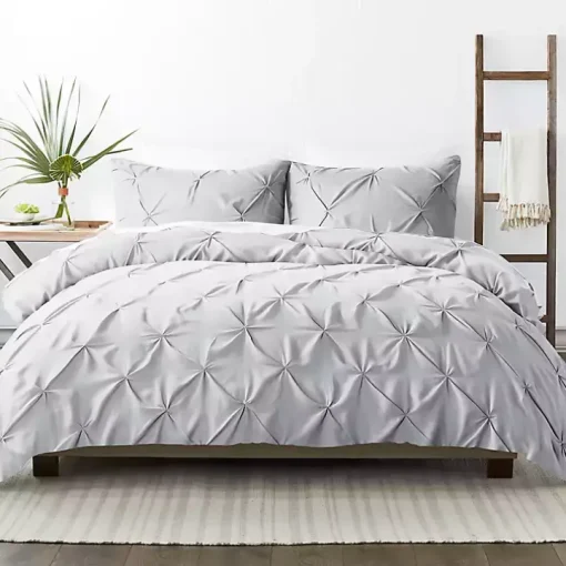 Light Gray Pinch Pleat 2-Pc. Twin Duvet Cover Set