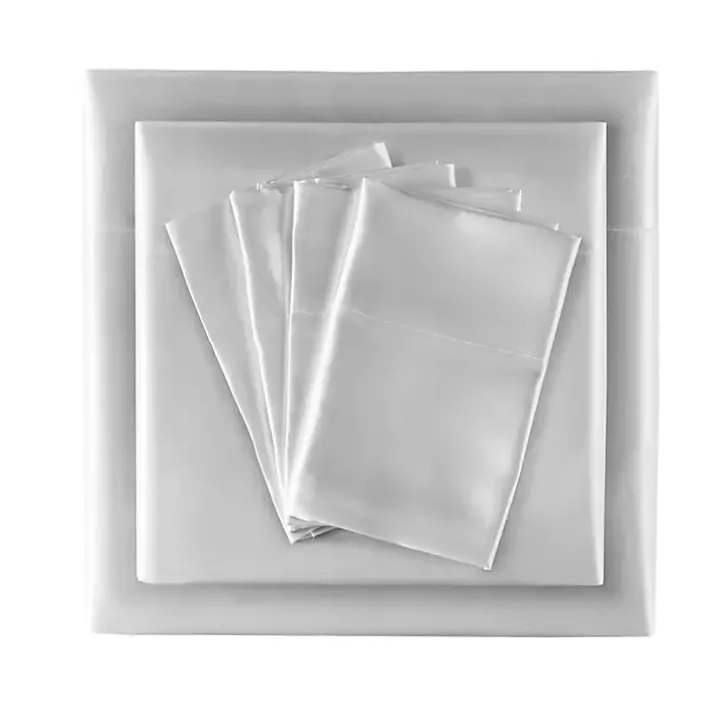 Light Gray Satin 6-pc. California King Sheet Set