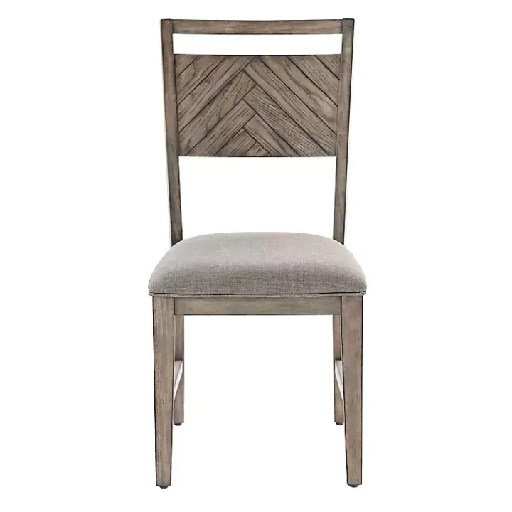 Light Gray Slat Back Wood Dining Chairs, Set of 2