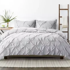 Light Gray Soft Pinched 3-pc. King Duvet Cover Set