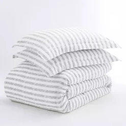 Light Gray Stripes 3-pc. Twin Duvet Cover Set
