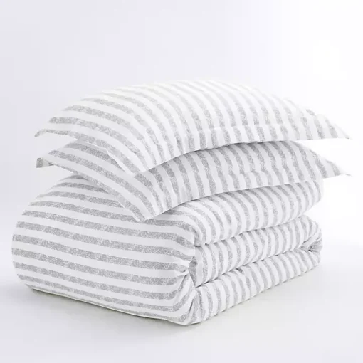 Light Gray Stripes 3-pc. Twin Duvet Cover Set