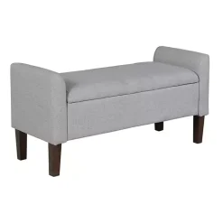 Light Gray Upholstered Blaire Storage Bench
