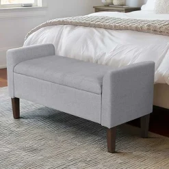 Light Gray Upholstered Blaire Storage Bench
