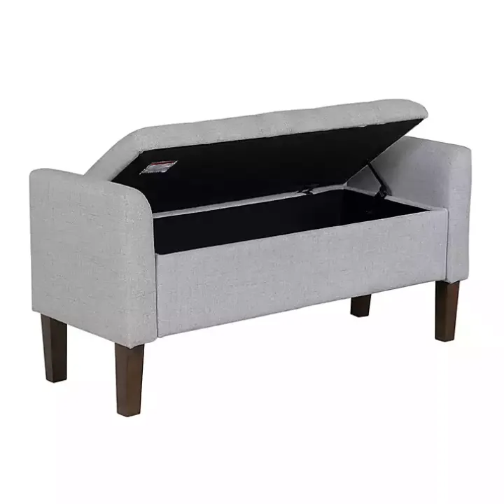 Light Gray Upholstered Blaire Storage Bench