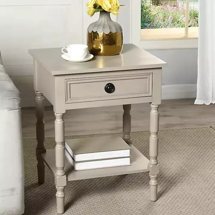 Light Gray Wood Barrett Accent Table