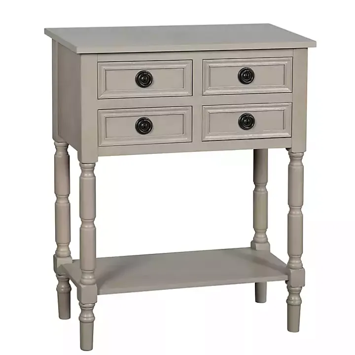 Light Gray Wood 4-Drawer Barrett Console Table