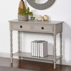 Light Gray Wood 2-Drawer Barrett Console Table