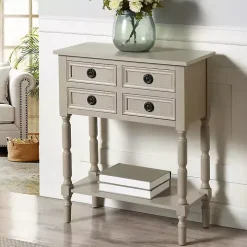 Light Gray Wood 4-Drawer Barrett Console Table