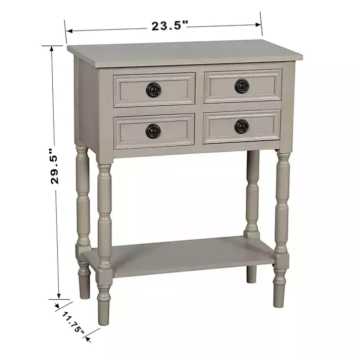 Light Gray Wood 4-Drawer Barrett Console Table