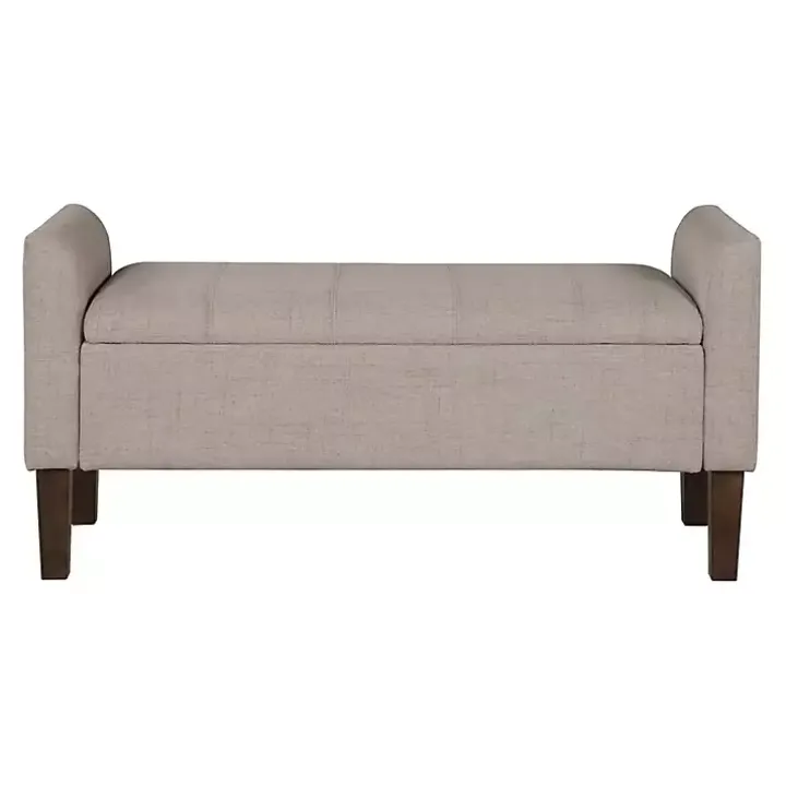 Light Taupe Upholstered Blaire Storage Bench