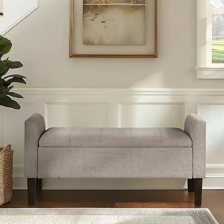 Light Taupe Upholstered Blaire Storage Bench