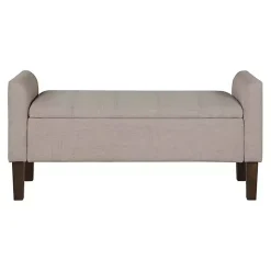 Light Taupe Upholstered Blaire Storage Bench