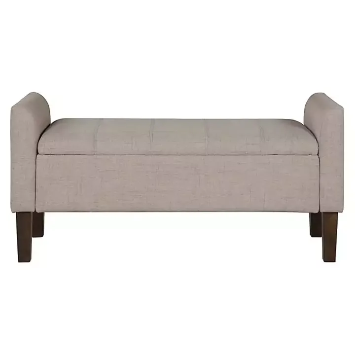 Light Taupe Upholstered Blaire Storage Bench