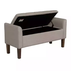 Light Taupe Upholstered Blaire Storage Bench