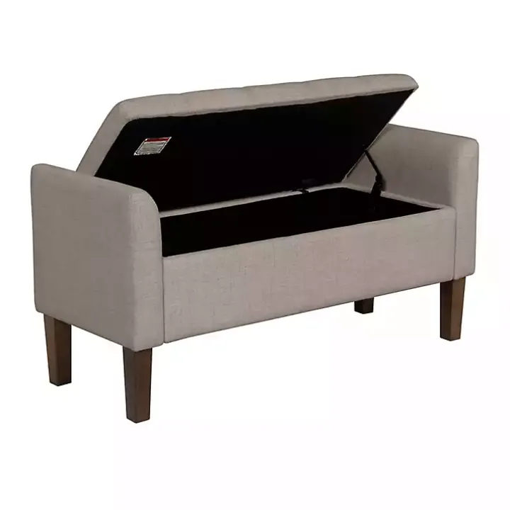 Light Taupe Upholstered Blaire Storage Bench