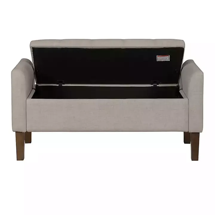 Light Taupe Upholstered Blaire Storage Bench