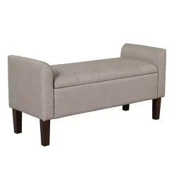 Light Taupe Upholstered Blaire Storage Bench