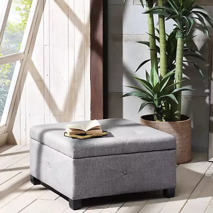 Lila Tufted Charcoal Storage Ottoman