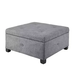 Lila Tufted Charcoal Storage Ottoman
