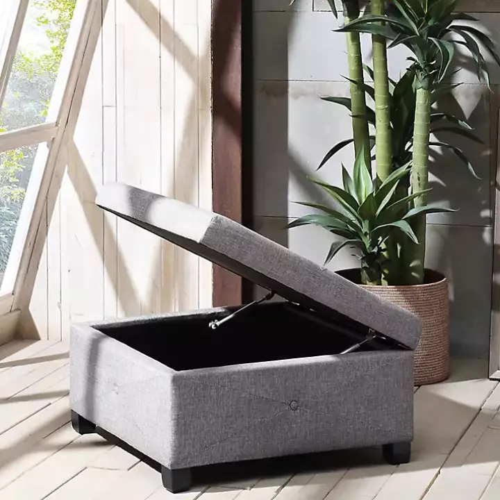 Lila Tufted Charcoal Storage Ottoman