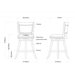 Linen and Driftwood Nailhead Swivel Counter Stool