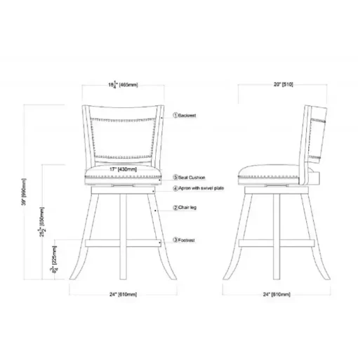 Linen and Driftwood Nailhead Swivel Counter Stool