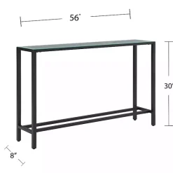 Long Black Metal Mirrored Top Console Table