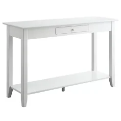 Long White Single Drawer Console Table