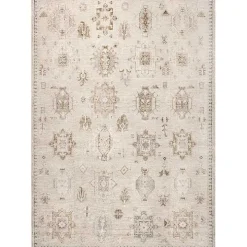 Lottie Cream Vintage Washable Area Rug, 6x9