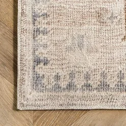 Lottie Cream Vintage Washable Area Rug, 6x9