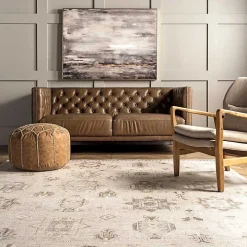 Lottie Cream Vintage Washable Area Rug, 6x9