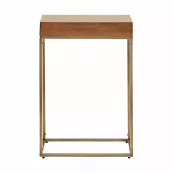 Mango Wood & Gold Slim Karlsen Accent Table