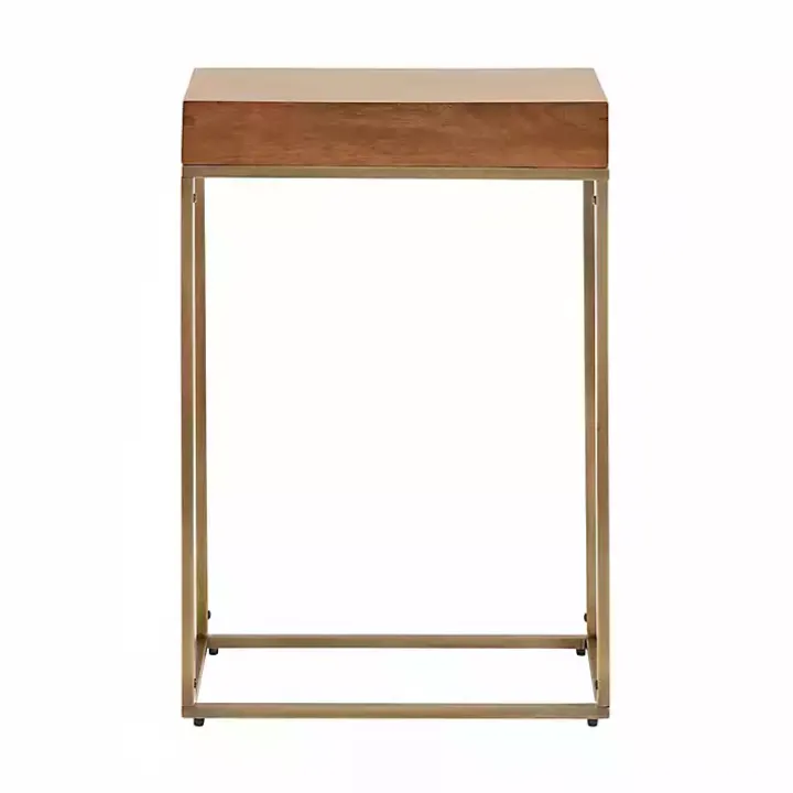 Mango Wood & Gold Slim Karlsen Accent Table