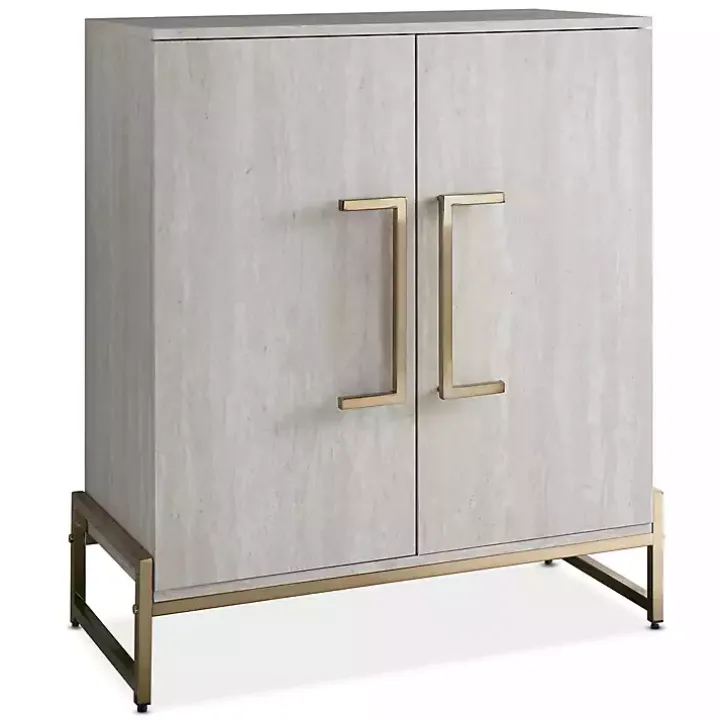 Marble Finish Gold Handle Storage Cabinet