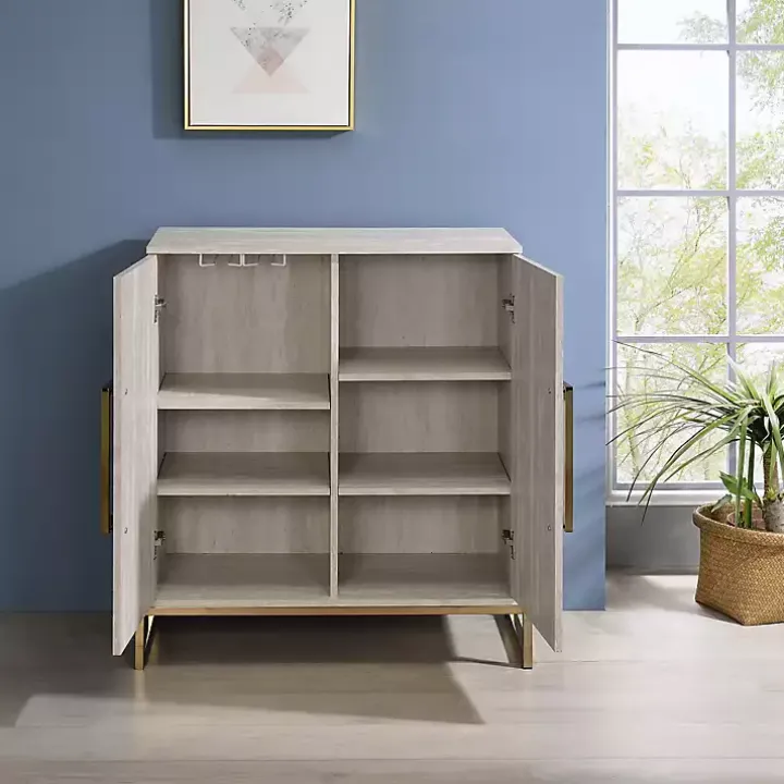 Marble Finish Gold Handle Storage Cabinet