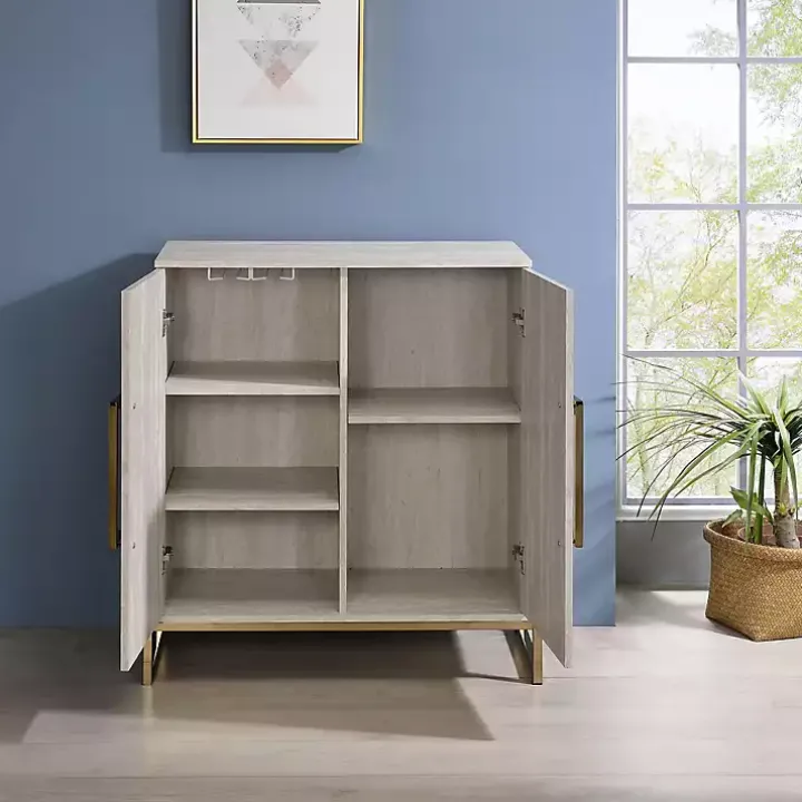 Marble Finish Gold Handle Storage Cabinet