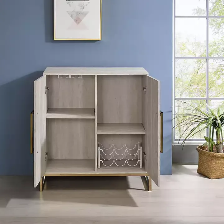 Marble Finish Gold Handle Storage Cabinet