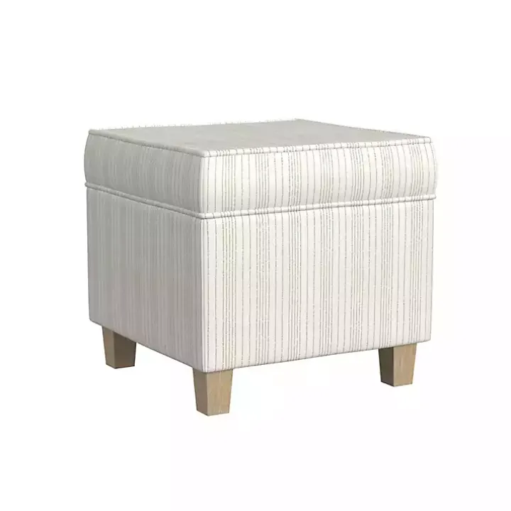 Marigold Stripe Upholstered Square Storage Ottoman