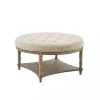 Martha Stewart Round Cream Ottoman with Shelf