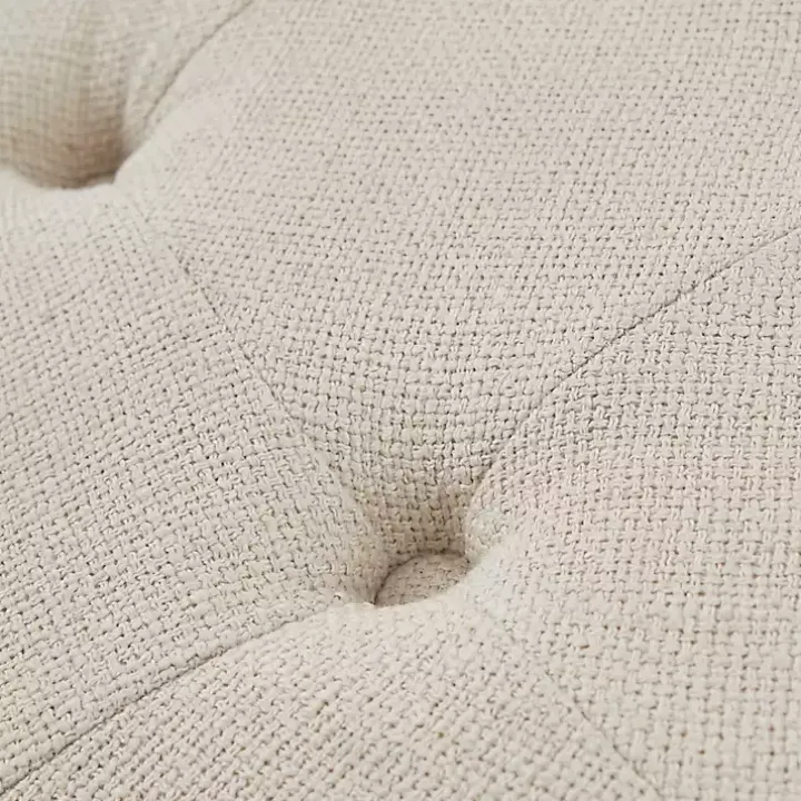 Martha Stewart Round Cream Ottoman with Shelf