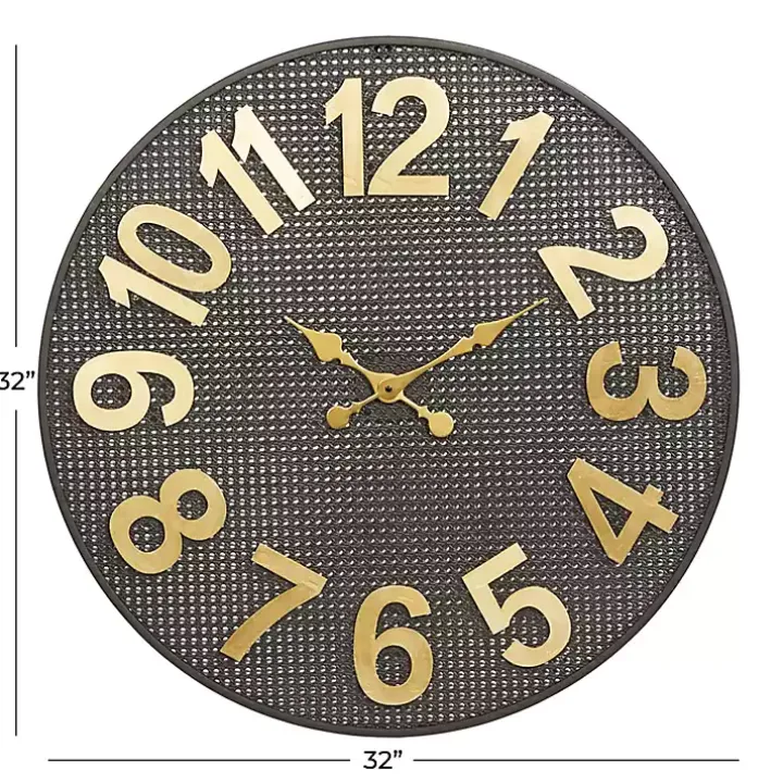 Matte Black Iron Wall Clock, 32 in.