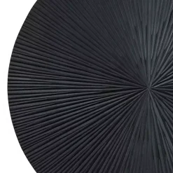 Matte Black Ribbed Sunburst Wall Plates, Set of 3