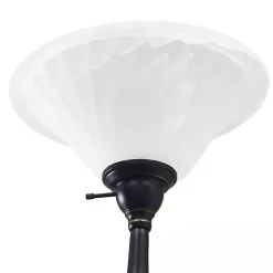 Matte Bronze and White Reading Arm Torchiere